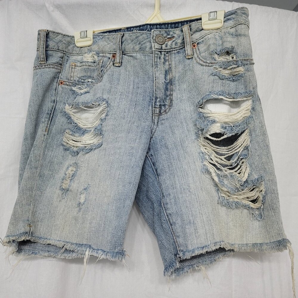 Ripped washed denim shorts, size 6, American Eagle